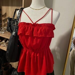 H&M Scarlet Ruffled Blouse